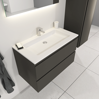 sanigoods Sally badkamermeubel 80cm grijs mat met Solid Surface wastafel rechthoek