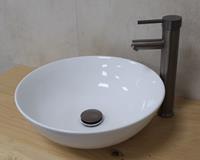 Raja Iron wastafel set glans wit met met kraan in de kleur verouderd ijzer compleet