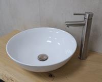 Raja Exclusive wastafel set glans wit met met RVS kraan compleet