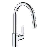 Grohe Get 1-gats keukenkraan m. hoge draaibare uitloop m. handdouche voorsprong 22.3cm chroom 31484001