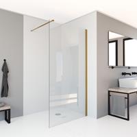 saniclear Brass inloopdouche geborsteld messing goud 120x200cm anti-kalk coating