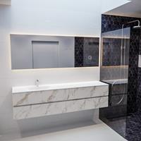 Mondiaz VICA 200cm badmeubel carrara 4 lades wastafel moon links met 1 kraangat PC75341711