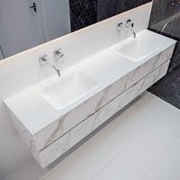 Mondiaz VICA 200cm badmeubel carrara 4 lades wastafel cloud dubbel zonder kraangat PC75341716