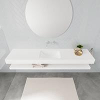 Mondiaz ALAN 200cm badmeubel solid surface planchet talc Vrijhangende wastafel cloud midden zonder kraangat kleur talc M49860TA0M49579TA0