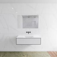 Mondiaz LAGOM 110cm badmeubel solid surface urban 1 lade Wastafel cloud midden zonder kraangat M64113UBM0M35145C