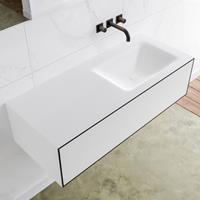 Mondiaz LAGOM 110cm badmeubel solid surface urban 1 lade Wastafel cloud rechts zonder kraangat M64115UBM0M35147R