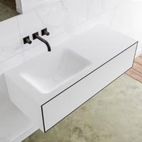 Mondiaz LAGOM 110cm badmeubel solid surface urban 1 lade Wastafel cloud links zonder kraangat M64114UBM0M35146L