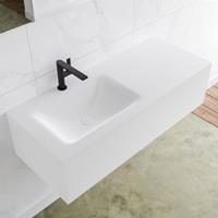 Mondiaz LAGOM 110cm badmeubel solid surface talc 1 lade Wastafel cloud links 1 kraangat M64114TAM1M35146L