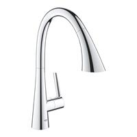 Grohe Zedra keukenmengkraan eengreeps eengatsmontage met keramische schijven draaibare buisuitloop flexibele aansluitslangen met uittrekbare sproeier chroom 32294002