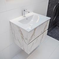 Mondiaz VICA 60cm badmeubel carrara 2 lades wastafel denia midden met 1 kraangat PC75341574
