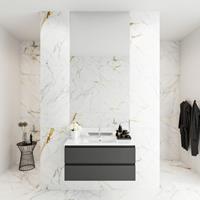 Mondiaz DENTA 80cm badmeubel dark grey 2 lades wastafel denia midden 1 kraangat DT77341004