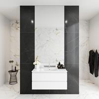 Mondiaz DENTA 80cm badmeubel talc 2 lades wastafel denia midden 1 kraangat DT77341003