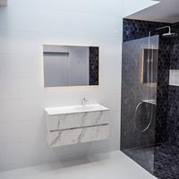 Mondiaz VICA 100cm badmeubel carrara 2 lades wastafel cloud rechts met 1 kraangat PC75341589