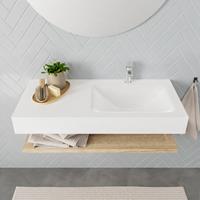 Mondiaz ALAN 100cm badmeubel planchet washed oak Vrijhangende wastafel cloud rechts 1 kraangat kleur talc A80104WOA0M49302TA1