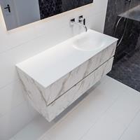 Mondiaz VICA 120cm badmeubel carrara 2 lades wastafel moon rechts zonder kraangat PC75341560