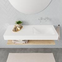 Mondiaz ALAN 120cm badmeubel planchet washed oak Vrijhangende wastafel cloud rechts zonder kraangat kleur talc A80106WOA0M49308TA0