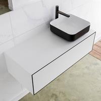 LAGOM 100cm badmeubel solid surface urban 1 lades Wastafel BINX opzetkom rechts 1 kraangat M64176UBM1M49904R