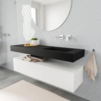 Mondiaz ALAN 150cm badmeubel onderkast talc 1 lade Vrijhangende wastafel cloud rechts zonder kraangat kleur urban A45310TAM1M49320UB0