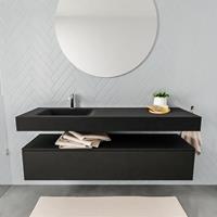 Mondiaz ALAN 150cm badmeubel onderkast urban 1 lade Vrijhangende wastafel cloud links 1 kraangat kleur urban A45310UBM1M49319UB1