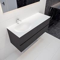 Mondiaz VICA 120cm badmeubel dark grey 4 lades wastafel moon links met 1 kraangat PC75341113