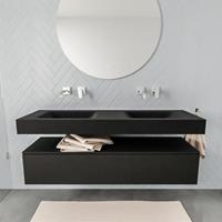 Mondiaz ALAN 150cm badmeubel onderkast urban 1 lade Vrijhangende wastafel cloud dubbel zonder kraangat kleur urban A45310UBM1M49321UB0