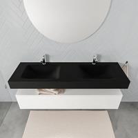 Mondiaz ALAN 150cm badmeubel onderkast talc 1 lade Vrijhangende wastafel cloud dubbel 2 kraangaten kleur urban A45310TAM1M49321UB2