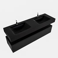 Mondiaz ALAN 150cm badmeubel onderkast urban 1 lade Vrijhangende wastafel cloud dubbel 2 kraangaten kleur urban A45310UBM1M49321UB2