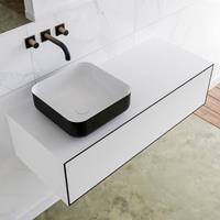 LAGOM 110cm badmeubel solid surface urban 1 lades Wastafel BINX opzetkom links zonder kraangat M64177UBM0M49904L