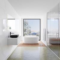 LAGOM 110cm badmeubel solid surface urban 1 lades Wastafel BINX opzetkom links 1 kraangat M64177UBM1M49904L