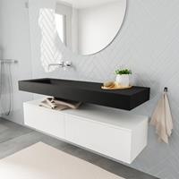Mondiaz ALAN 150cm badmeubel onderkast talc 2 lades Vrijhangende wastafel cloud links zonder kraangat kleur urban A45314TAM2M49319UB0