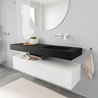 Mondiaz ALAN 150cm badmeubel onderkast talc 2 lades Vrijhangende wastafel cloud rechts zonder kraangat kleur urban A45314TAM2M49320UB0