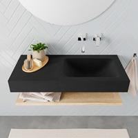 Mondiaz ALAN 100cm badmeubel planchet washed oak Vrijhangende wastafel cloud rechts zonder kraangat kleur urban A80104WOA0M49302UB0