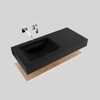 Mondiaz ALAN 100cm badmeubel planchet washed oak Vrijhangende wastafel cloud links zonder kraangat kleur urban A80104WOA0M49301UB0