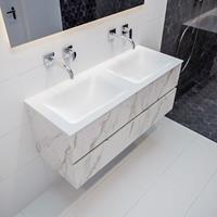 Mondiaz VICA 120cm badmeubel carrara 4 lades wastafel cloud dubbel zonder kraangat PC75341615