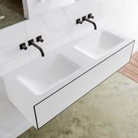 Mondiaz LAGOM 130cm badmeubel solid surface urban 2 lades Wastafel cloud dubbel zonder kraangat M64143UBM0M35184D