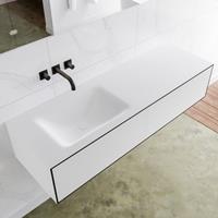 Mondiaz LAGOM 140cm badmeubel solid surface urban 2 lades Wastafel cloud links zonder kraangat M64145UBM0M35201L