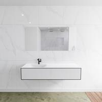 Mondiaz LAGOM 150cm badmeubel solid surface urban 2 lades Wastafel cloud links 1 kraangat M64149UBM1M35217L