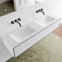 Mondiaz LAGOM 150cm badmeubel solid surface urban 2 lades Wastafel cloud dubbel zonder kraangat M64151UBM0M35219D