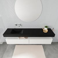 Mondiaz ALAN 200cm badmeubel onderkast talc 2 lades Vrijhangende wastafel cloud links zonder kraangat kleur urban A45319TAM2M49581UB0