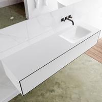 Mondiaz LAGOM 160cm badmeubel solid surface urban 2 lades Wastafel cloud rechts zonder kraangat M64154UBM0M35230R