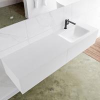 Mondiaz LAGOM 160cm badmeubel solid surface talc 2 lades Wastafel cloud rechts 1 kraangat M64154TAM1M35230R