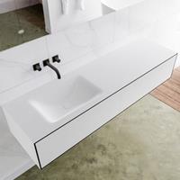 Mondiaz LAGOM 160cm badmeubel solid surface urban 2 lades Wastafel cloud links zonder kraangat M64153UBM0M35229L