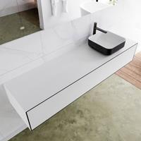 LAGOM 170cm badmeubel solid surface urban 2 lades Wastafel BINX opzetkom rechts 1 kraangat M64187UBM1M49904R