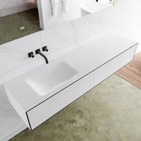 Mondiaz LAGOM 170cm badmeubel solid surface urban 2 lades Wastafel cloud links zonder kraangat M64157UBM0M63017L