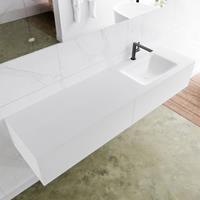 Mondiaz LAGOM 170cm badmeubel solid surface talc 2 lades Wastafel cloud rechts 1 kraangat M64158TAM1M63018R