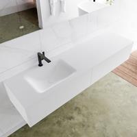 Mondiaz LAGOM 170cm badmeubel solid surface talc 2 lades Wastafel cloud links 1 kraangat M64157TAM1M63017L