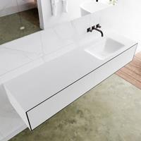 Mondiaz LAGOM 170cm badmeubel solid surface urban 2 lades Wastafel cloud rechts zonder kraangat M64158UBM0M63018R