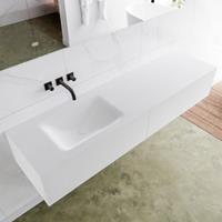 Mondiaz LAGOM 170cm badmeubel solid surface talc 2 lades Wastafel cloud links zonder kraangat M64157TAM0M63017L