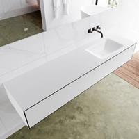 Mondiaz LAGOM 180cm badmeubel solid surface urban 2 lades Wastafel cloud rechts zonder kraangat M64162UBM0M63022R