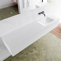 Mondiaz LAGOM 180cm badmeubel solid surface talc 2 lades Wastafel cloud rechts zonder kraangat M64162TAM0M63022R